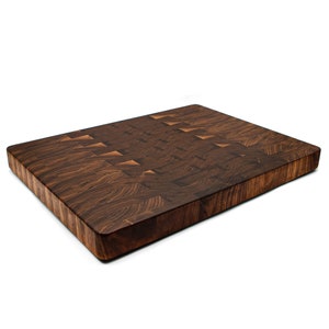 Large End Grain Walnut Cutting Board, Walnut Butcher Block with Rubber Feet, Up to 2” Thick, Wedding Gift, Anniversary Gift, USA Made