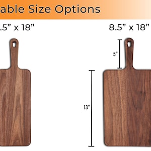 Tabla de cortar de nogal con mango, 100 % hecha a mano en EE. UU. Both Sizes