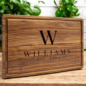 Personalized Walnut Cutting Board: Large Charcuterie Board with Juice Groove