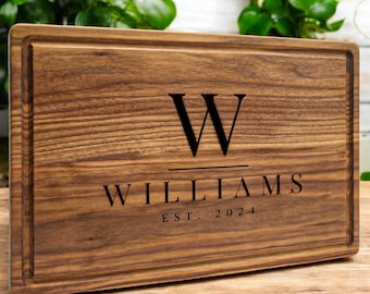Personalized Walnut Cutting Board: Large Charcuterie Board with Juice Groove