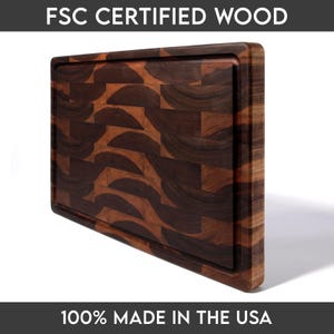 Handcrafted Walnut End Grain Cutting Board with Juice Groove - Made in USA