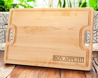 Reversible Maple Cutting Board with Handles & Juice Groove - USA Made