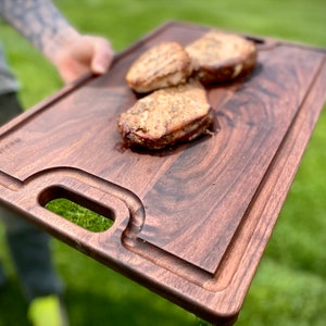 Large Cutting Board With Handles and Juice Groove 18x12, Reversible Wood Cutting Board, Doubles as a Wooden Serving Tray With Handles image 3