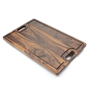 Large Cutting Board With Handles and Juice Groove 18x12, Reversible Wood Cutting Board, Doubles as a Wooden Serving Tray With Handles Walnut