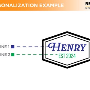 May include: A black and white hexagon-shaped logo with the text "HENRY" in blue and "EST 2024" in green.