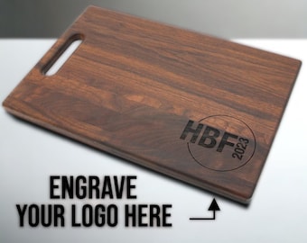 Custom Logo Engraved Cutting Board: Maple or Walnut, Made in USA