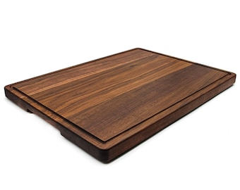 Extra Large Walnut Cutting Board: Juice Groove, Handles and Rubber Feet