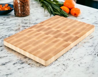 Large Maple End Grain Butcher Block Cutting Board with Rubber Feet