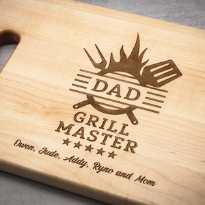 Personalized Gift For Dad, Dad Grill Master Cutting Board, Custom Grilling Gift For Dad, BBQ Gift For Dad, Custom Cutting Board - USA Made