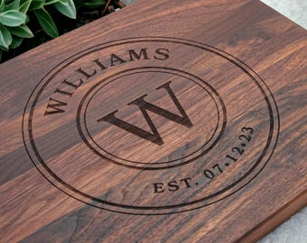 Personalized Laser Engraved Walnut Cutting Board, Wedding Gift