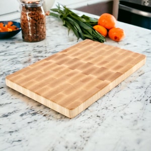 Large Maple End Grain Butcher Block Cutting Board with Rubber Feet