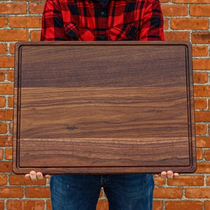 XL Walnut or Maple Cutting Board: Juice Groove, Handles, Rubber Feet - USA Made