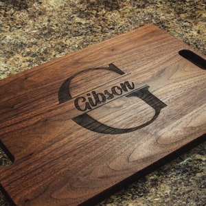 Personalized Cutting Board Wedding Gift, Monogrammed Cutting Board 18" x 12" With Juice Groove and Handles, Christmas, USA Made