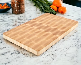 Large Maple End Grain Butcher Block Cutting Board with Rubber Feet