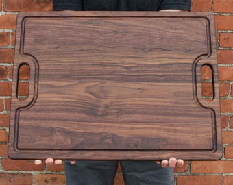 XL Walnut Charcuterie Board: 24"x18" Serving Tray with Handles