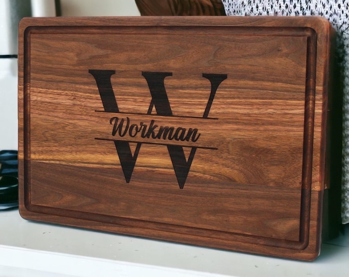 Personalized Walnut or Maple Cutting Board, Custom Engraved Charcuterie Board, USA Made