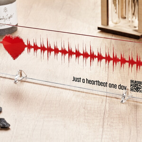 Heartbeat gift, Sound gifts for mom, Voice message on clear acrylic plate, Custom soundwave art print, Sound wave, Heart gift for her