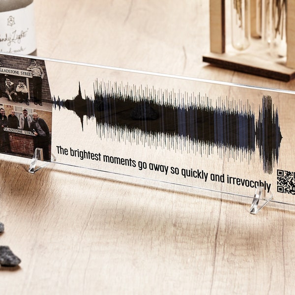 Personalised soundwave song or audio Voice wave Sound message Custom Sound wave on clear acrylic glass plaque Friendship long distance gift