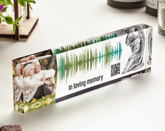 Personal voice message sound clip with photo, Remember loved ones who have passed, Sound memorial gift, Soundwave art, Custom sound for loss