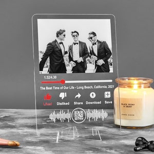 Custom Music Plaque with Photo & QR Code – Media Player Style Song Gift for Friends, Music Lovers, Parties and Students