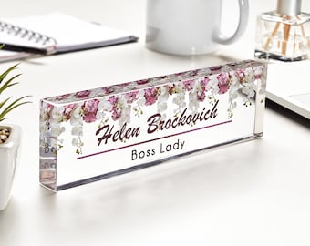 Name sign for desk, Desk decor, Office decor for women, Desk name sign, Custom name plate, Graduation gift for her, Personalized desk plates