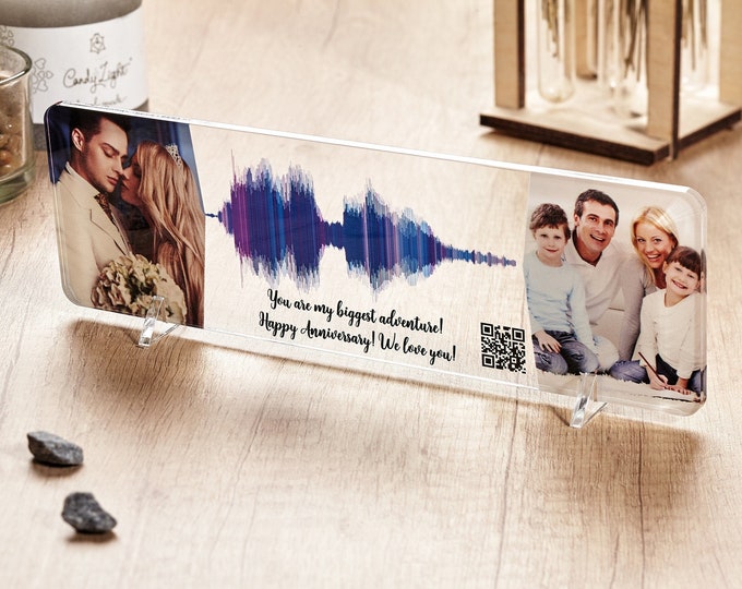 Anniversary gift for dad & mom Custom soundwave Personalised sound wave print on clear acrylic glass plate Sound gifts Sound clip Voice wave