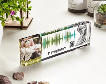 Personal voice message sound clip with photo, Remember loved ones who have passed, Sound memorial gift, Soundwave art, Custom sound for loss