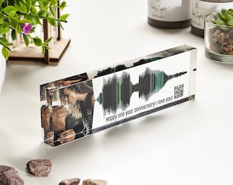 Custom sound wave print, Anniversary gifts, Boyfriend birthday gift, Personal voice message sound clip & photo, Sound gift, Sound wave art