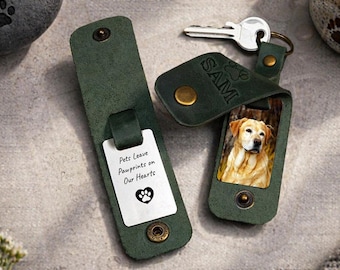 Personalized Pet Photo Leather Keychain – Custom Dog Memorial Gift - Custom Dog Bereavement Keychain with Photo - Gift for Passed Pet