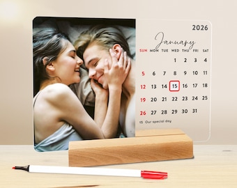Anniversary or Birthday Keepsake - Custom Desk Calendar with Your Photos & Special Dates – Custom Gift for Boyfriend, Partner or Friend