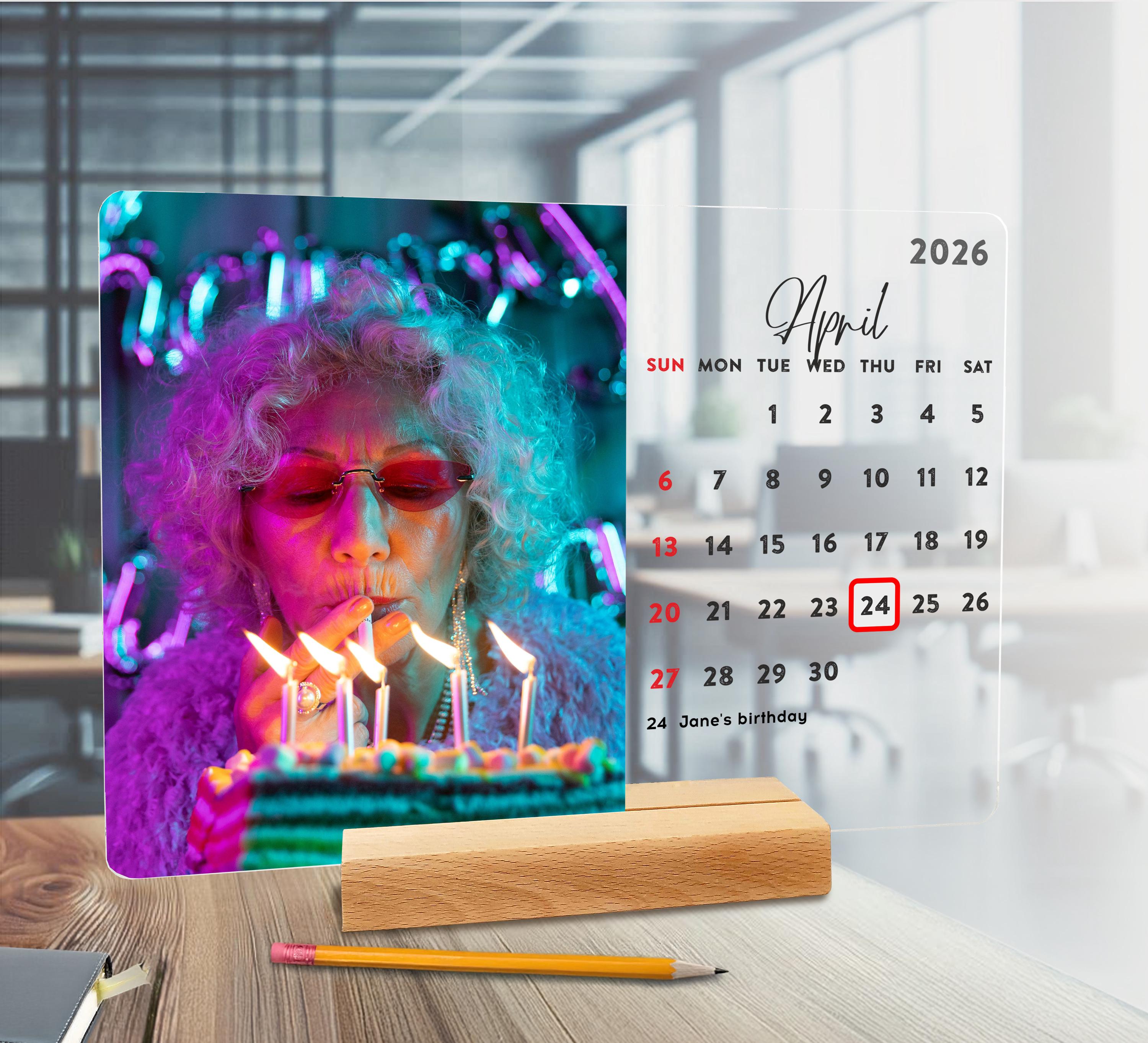 Personalized Desk Calendar With Photo, Desktop Calendar With Special ...