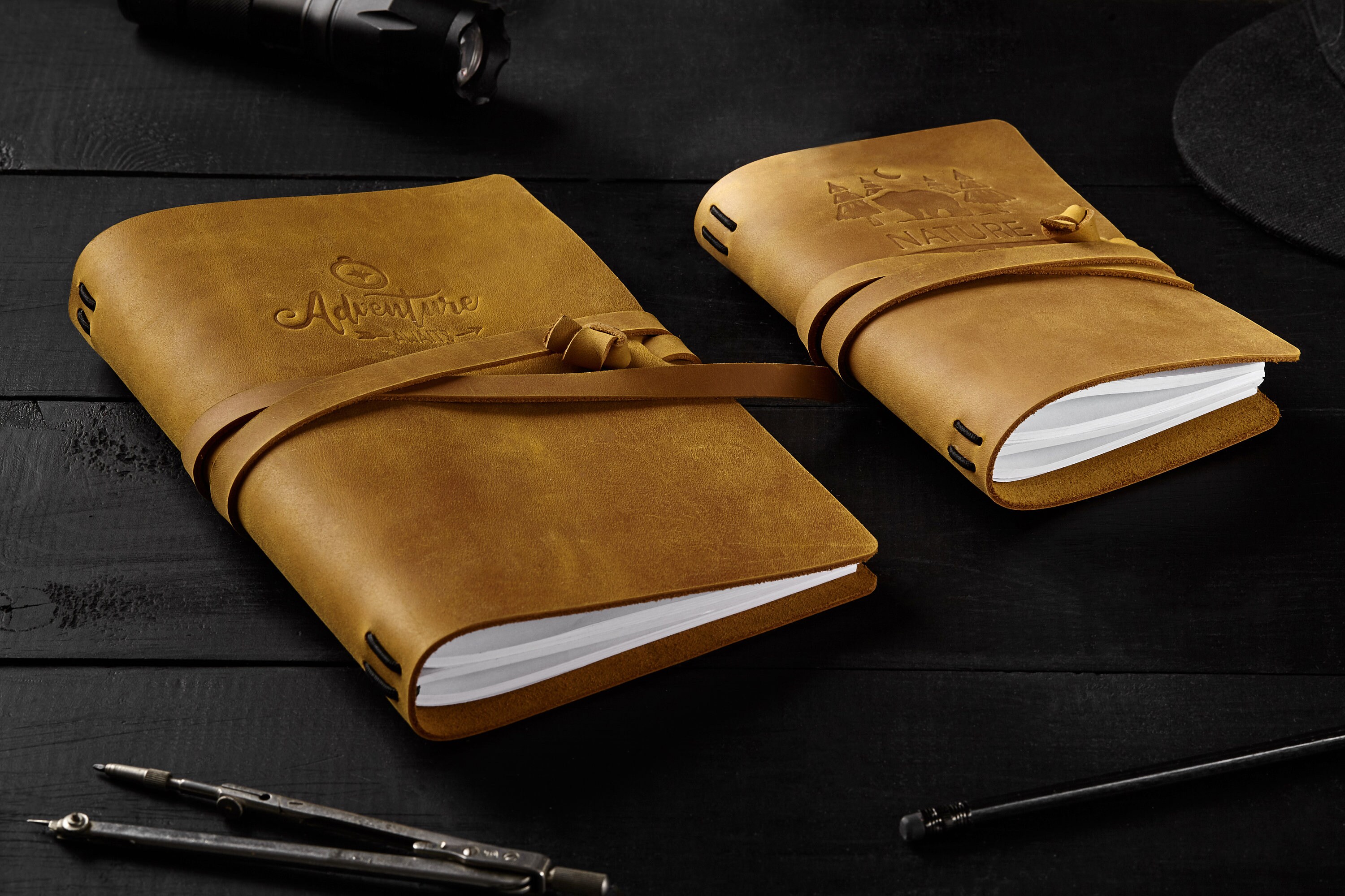 Leather journal engraved Christmas gift Traveler's Etsy