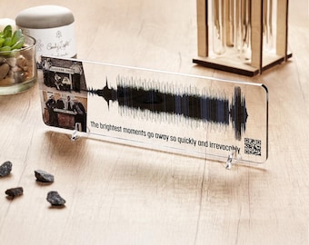 Personalised soundwave song or audio Voice wave Sound message Custom Sound wave on clear acrylic glass plaque Friendship long distance gift