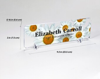 Personalized Teacher Desk Name Plate: Lighted Sunflower Decor