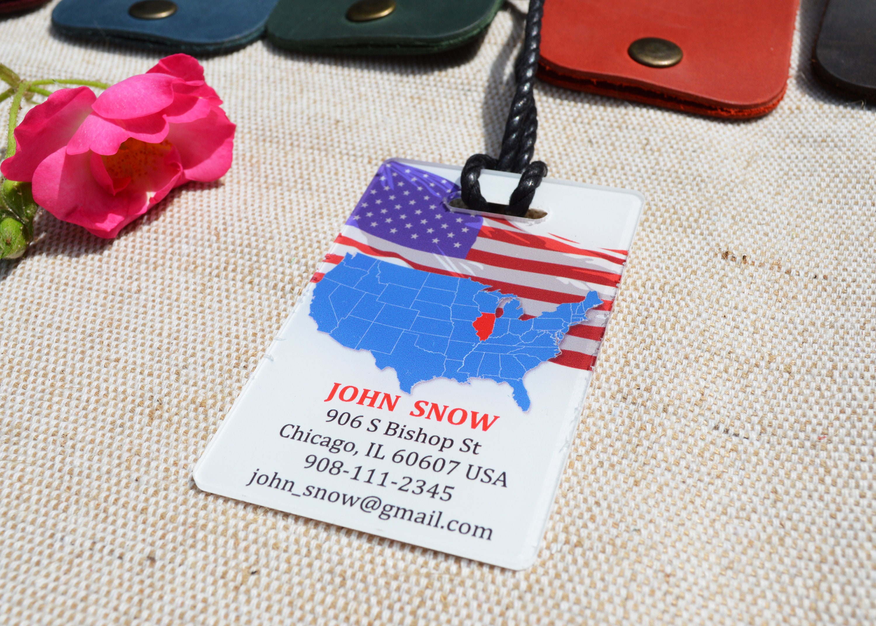 Personalized leather luggage tags handmade modern maps baggage Etsy