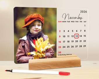 Personalized Desk Calendar with Kids’ Photos & Special Dates – Custom Gift for Parents, Grandparents, Godparents – Memory cute calendars