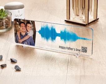 Custom Soundwave Acrylic Plaque with QR Code – Voice or Song Scan to Play – Photo Gift for Dad, Grandpa – Father’s Day, Birthday, Christmas