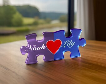 Gift for Two Loving Hearts – Acrylic Heart Puzzle for Couples – Romantic Relationship Keepsake