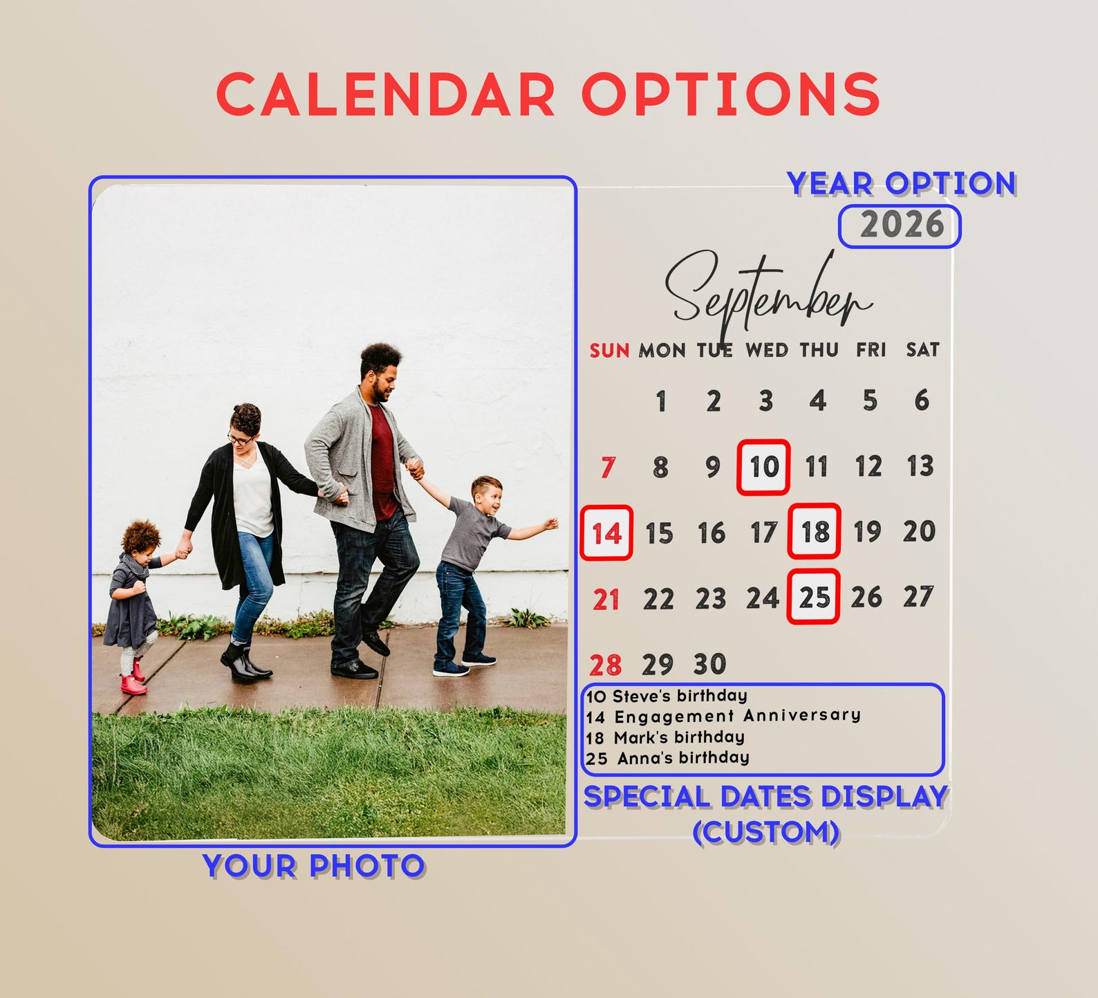 Personalized Desk Calendar With Photo, Desktop Calendar With Special ...