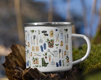 Regalo de Pascua jardinero esmalte taza botánico taza jardinero taza jardín taza regalo para jardinero, regalo de jardinería, regalo de botánico, regalo del día de la madre
