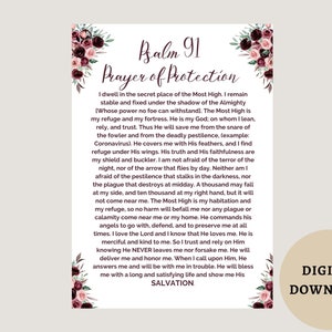 Custom Size - Prayer of Protection - Psalm 91 | PDF & JPG files| Digital Instant Download|