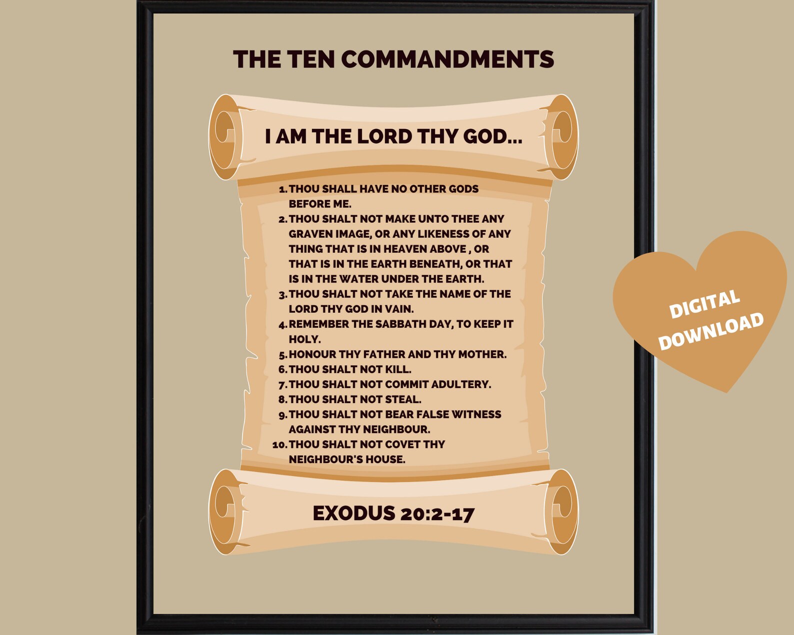 The Ten Commandments Digital Download Christian Wall Art Etsy