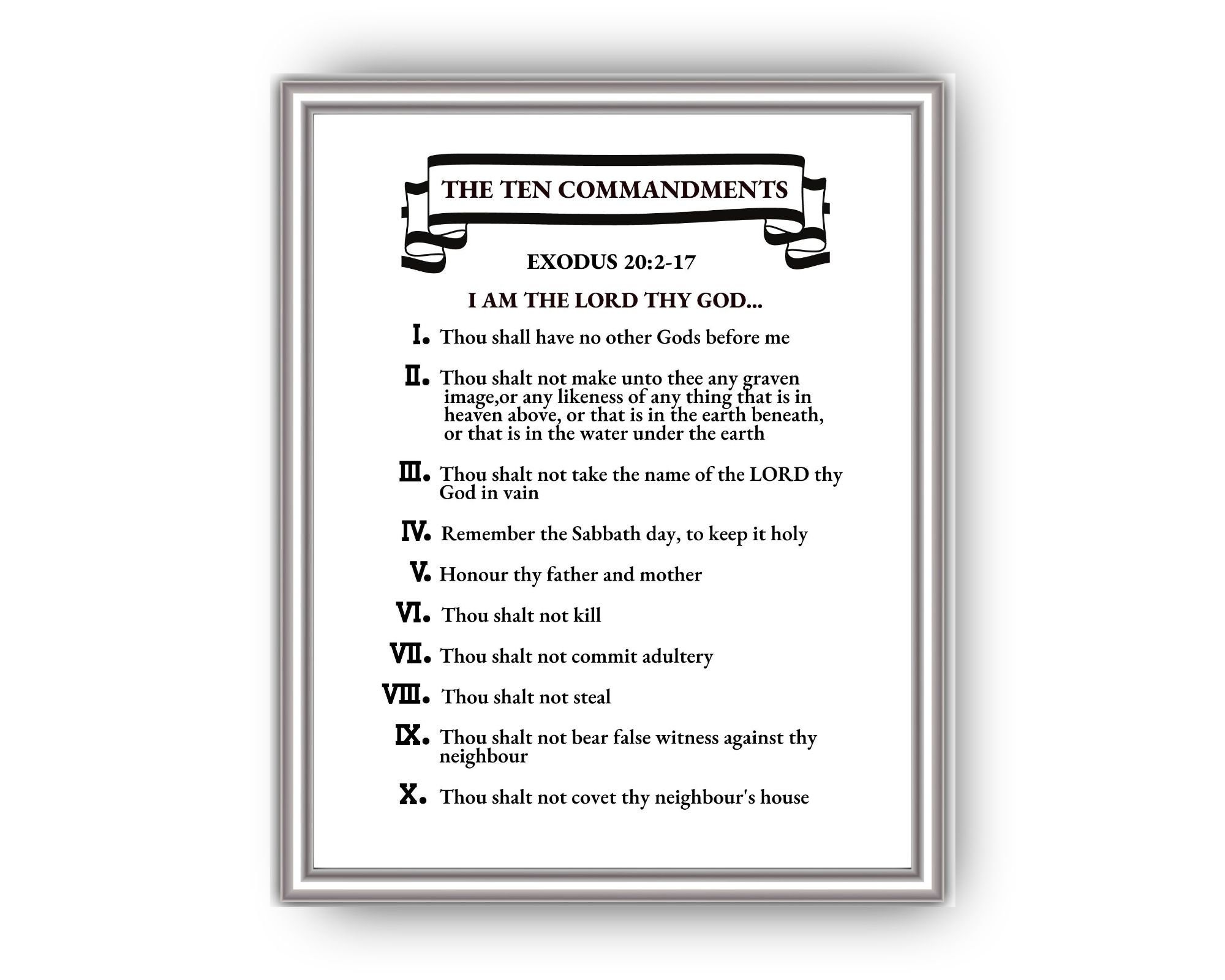 The Ten Commandments - Printable Wall Art |16 X 20 in Christian ...