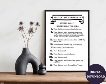 The Ten Commandments - Printable Wall Art |16 x 20 in Christian Printable Wall Art| PDF & JPG Digital Download| Instant Download