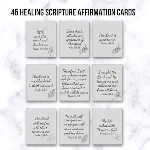 45 Healing Scripture Affirmation Cards, Daily Prayer Cards for Healing, Printable Bible Healing Verses, Instant Download