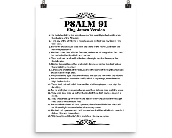 Psalm 91-king James Version Poster Unframed Enhanced Poster - Etsy