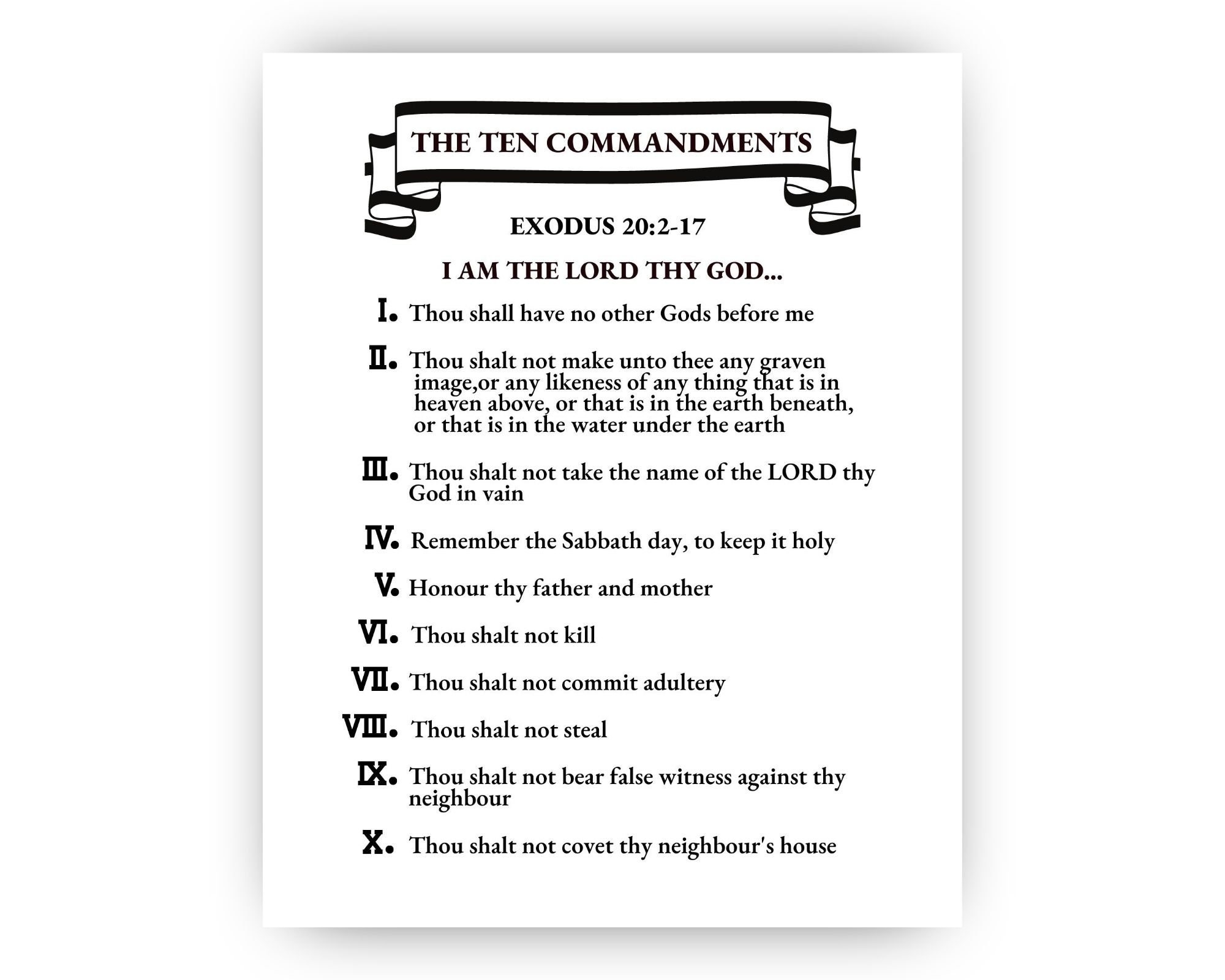 Ten Commandments Pdf The Ten Commandments - Printable Wall Art |16 X 20 in Christian ...