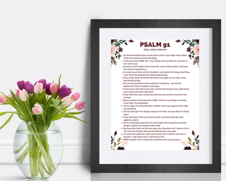 PSALM 91 King James Version Bible Passage Wall Art Printable | Etsy