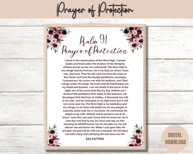 Psalm 91 protection Prayer God's Protection Prayer Christian Wall Art ...