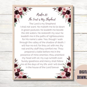 Psalm 23 -  The Lord is My Shepherd| Christian Wall Art| Bible Verse Printable Wall Art| 5X7, 8X10, A4, 8.5X11 PDFS| Instant Download